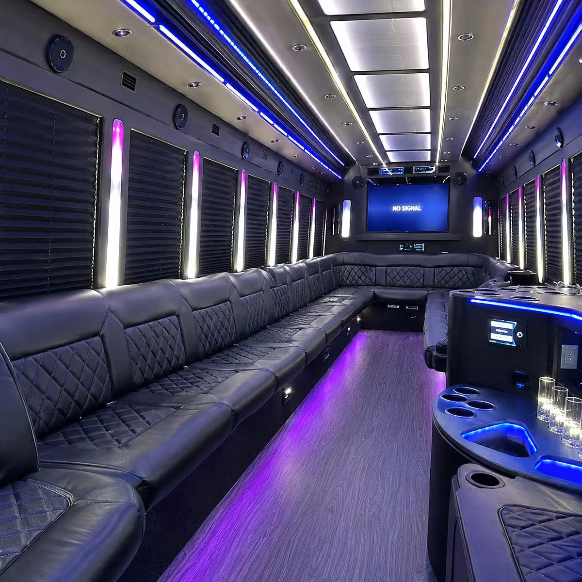 50 passenger party bus inside